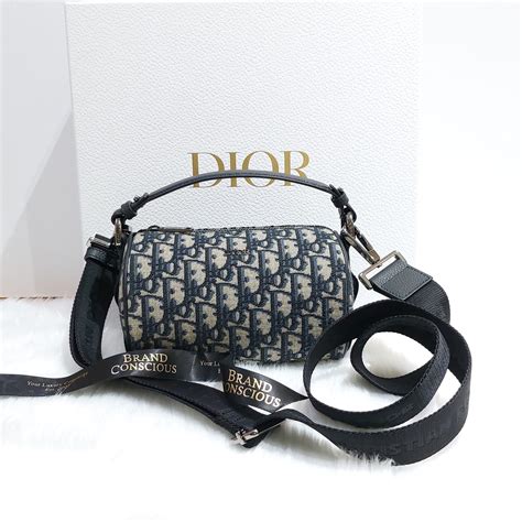 Mini Roller Messenger Bag Black Grained Calfskin with Dior 